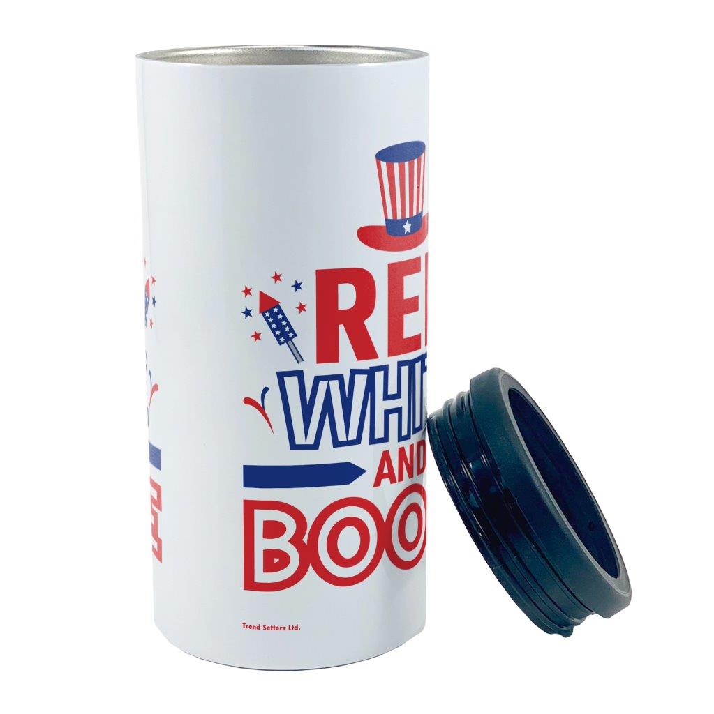 Trend Setters Original (Red, White, and Booze) 12 oz Stainless Steel Slim Can Cooler SSKOOW0035